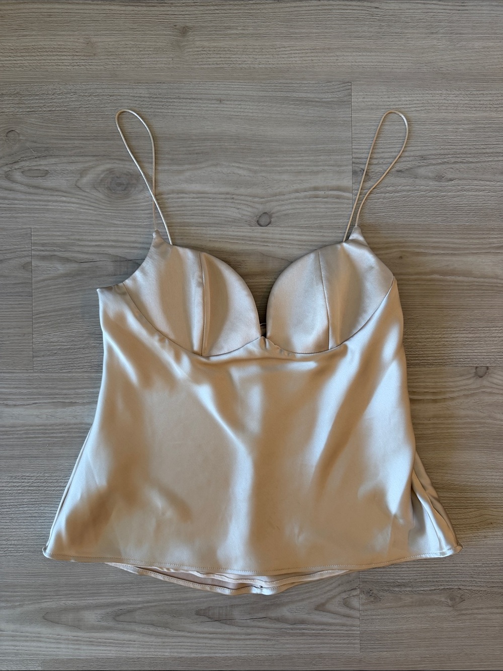 Zara Satin Effect Sweetheart Cami Top Champagne